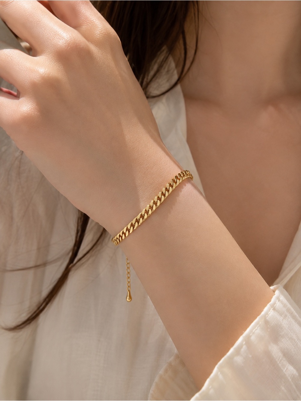 #189 18K Gold Plated Solid Stainless Steel Thick Chain Bracelet
